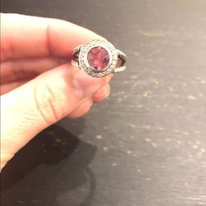 Pink tourmaline and diamond David Yurman ring EUC